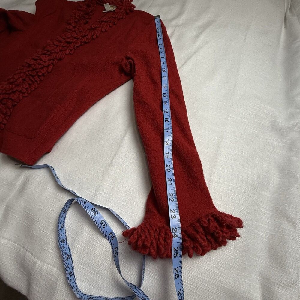 Vintage Talbots Red Boiled Fringe 100% Wool Cardi… - image 8